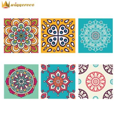 6pcs Small Fresh Wall Tile Sticker Pastoral Floor Tiles Wall Stickers Self-adhesive Wallpaper Contact Paper Peel And Stick Waterproof Art Mural PVC Decals For Kitchen Bathroom Decor 20X20cm
