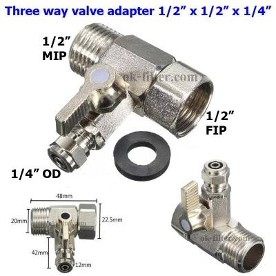 ว้าววว Three way valve adapter 1/2" x 1/2" x 1/4" คุ้มสุดสุด วาล์ว ควบคุม ทิศทาง วาล์ว ไฮ ด รอ ลิ ก วาล์ว ทาง เดียว วาล์ว กัน กลับ pvc