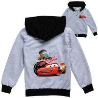 เสื้อคาร์ดิแกนผ้าฝ้าย Lightning McQueen + โพลีเอสเตอร์เด็กผู้ชายชุด2ชิ้นมีฮู้ดสำหรับเสื้อคลุมแบบมีซิปฤดูใบไม้ผลิแจ็คเก็ตเด็กผู้ชายเด็ก