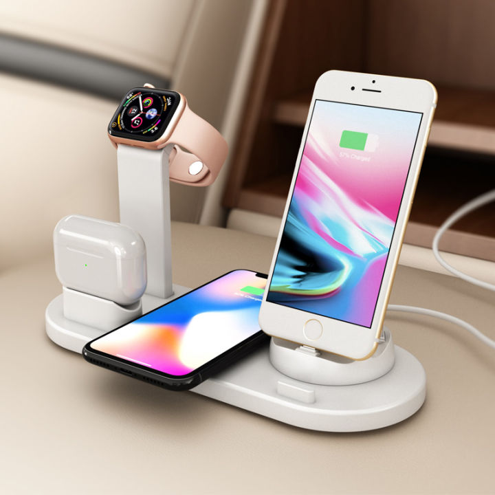 SIYAA 5 in 1 qi Wireless Charger Stand For iPhone 12 11 XR XS X 8 Fast Charging Dock Stand Apple Watch 2 3 4 5 6 SE AirPods Pro