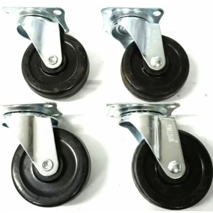 Roda Pvc Hidup Swivel Inch Pcs Mm Etalase Troli Gerobak Set