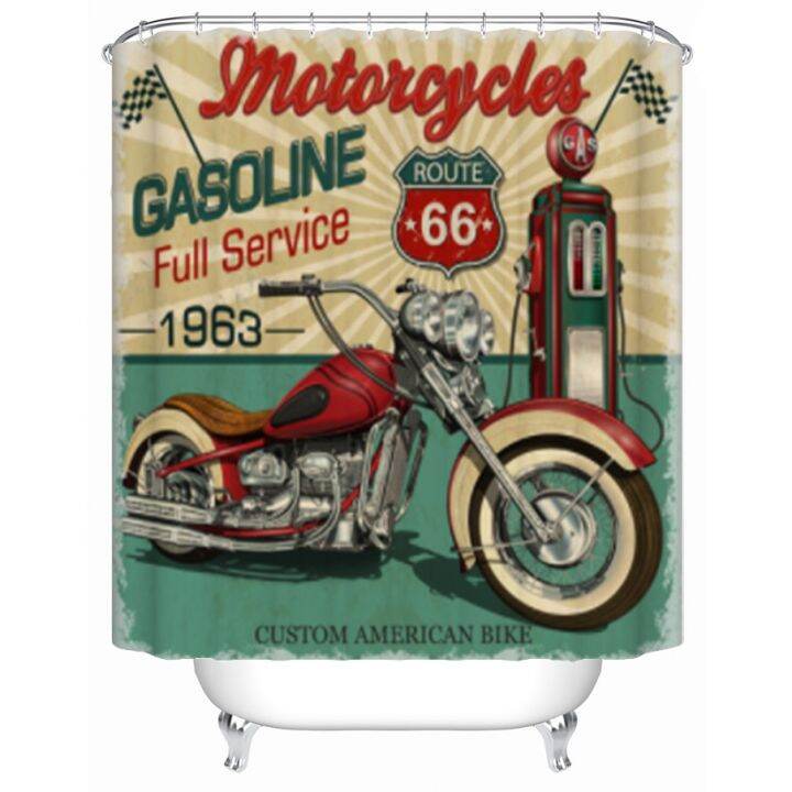 shower-curtain-retro-vintage-gasoline-route-66-classic-motorcycles-waterproof-polyester-fabric-bathtub-curtain-with-hooks