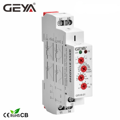 จัดส่งฟรี GEYA GRV8-01เฟสเดียวแรงดันไฟฟ้ารีเลย์ปรับกว่าหรือภายใต้การป้องกันแรงดันไฟฟ้าตรวจสอบรีเลย์ที่มีจอแสดงผล LED