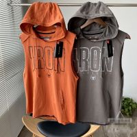 Sports loose hooded vest sleeveless male basketball training running fitness trend waistcoat T T-shirt with cap