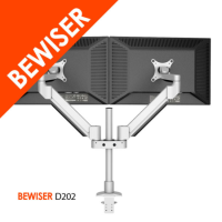 BEWISER D202/D203 ขาตั้งคอม 2-3 จอมอนิเตอร์ VESA14"-40" Max10Kg เสาสูง แขนแก๊สสปริงคู่ปรับอิสระ ติดถาดโน๊ตบุ๊คได้ อลูมินั่มเกรดเอ 2/3 Monitor Mount Stand  (ออกบิลVAT)