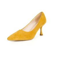 New pointed high heel womens nude color suede stiletto single shoes etiquette black shoes 3.5cm