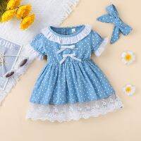 【Ladies shop】เด็กวัยหัดเดิน GirlSummerInfantPolka Dot พิมพ์ LaceDresses NewChildrenCute ชุด