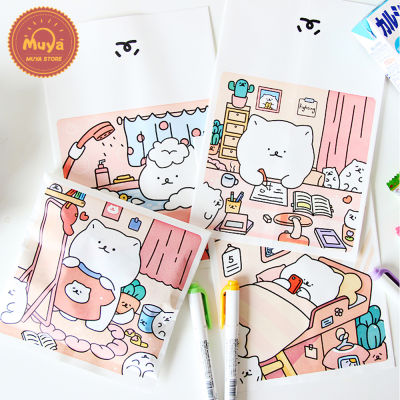 MUYA Bear Paper Storage Bag Cute Animal Paper Storage Bag Cartoon Graffiti Gift Wrapping for Stationery Stickers