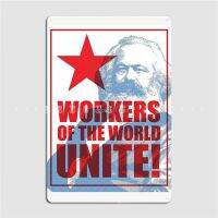 Karl Marx Workers Of The World Unite Metal Sign Club Home Create Wall Decor โปสเตอร์ป้ายดีบุก