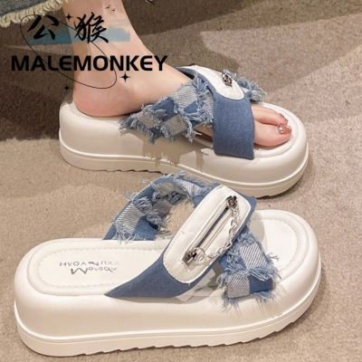 【July】 Male monkey fragrant slippers womens outer 2023 summer new fashion all-match muffin casual