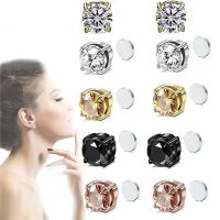 6mm Earhole Free False Earrings For Men Women Fashion Zircon Earrings Simple Personality Zircon Magnet Earclip Party Earrings