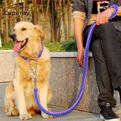 [pets baby]ปลอกคอจูงสุนัข SetEight Strand Braided Lead Pet Walking Training Rope Non Slip Handle Collar For Medium Large Dog