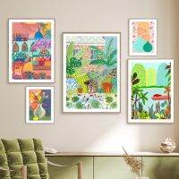 บทคัดย่อ Matisse สไตล์ Wall Art ผ้าใบพิมพ์-ดอกทิวลิปแจกันแมวปลาโมร็อกโก Tropical Travel โปสเตอร์สำหรับตกแต่งห้องนั่งเล่น