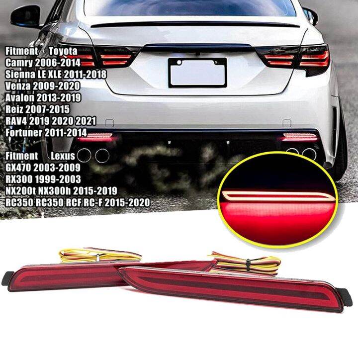 For Toyota Camry Sienna Avalon RAV4 Wish Fortuner LED Rear Bumper Fog