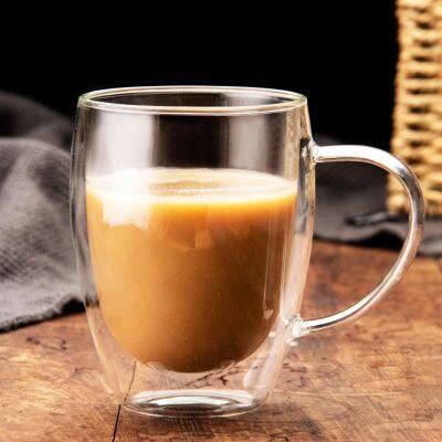 High Borosilicate Transparent Water Cup With Handle Coffee Cup Heat-resistant Double-layer Glass Cup