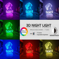 3D Night Lamp Gaming Room Desk Setup Lighting Decor Gamepad Icon LED Light Atmosphere Table Bedside Night Lamps Kids Gift