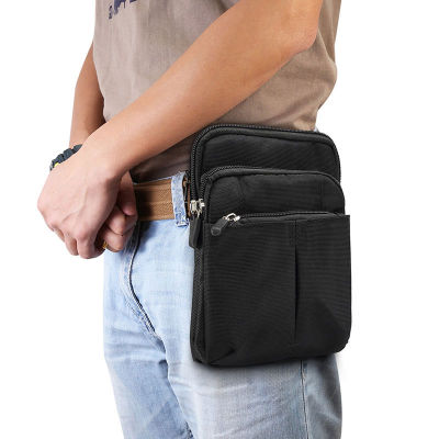 กระเป๋ากระเป๋าเงินสำหรับผู้ชายผ้าใบเคสโทรศัพท์กระเป๋าสะพายข้าง7.0 "กระเป๋ากระเป๋าคาดเอวโทรศัพท์มือถือพร้อมคลิปหนีบกระเป๋าคาดเอวสำหรับ iPhone 8และ Xs MAX