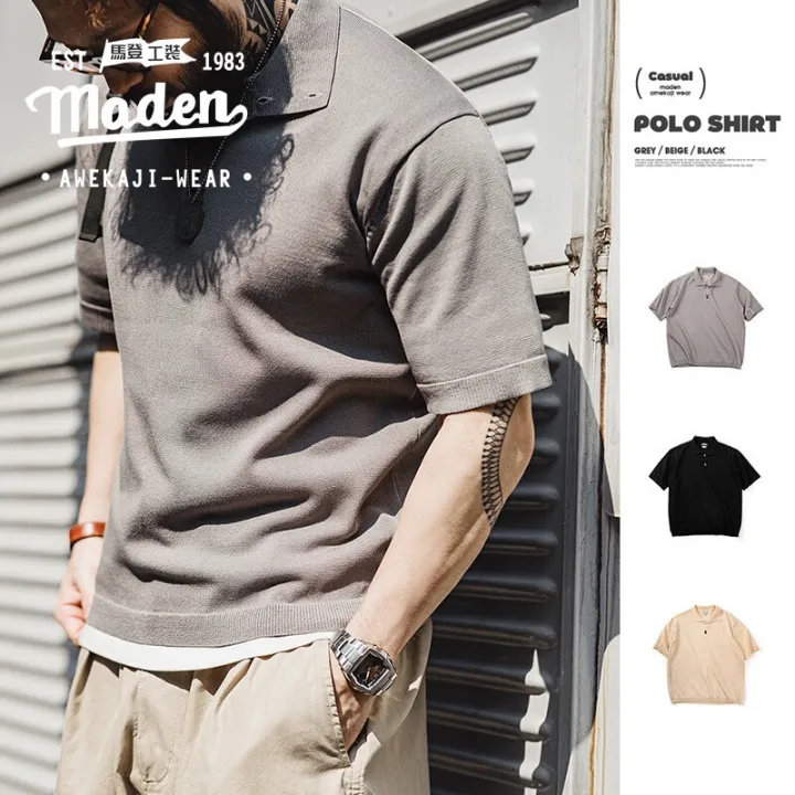 maden-เสื้อโปโลแขนสั้นลําลอง-ทรงหลวม-ระบายอากาศได้ดี-แฟชั่นฤดูร้อน-สไตล์อเมริกัน-สําหรับผู้ชาย-2023