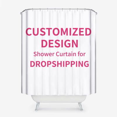 Customized Bath Shower Curtain For Dropshippng Polyester Waterproof DIY Shower Curtain Bathroom Curtain With 12pcs Hooks