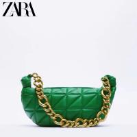 2023 spring ZARAˉ new womens bag blue rhombus chain dumpling bag single shoulder portable underarm crescent bag 16008810009