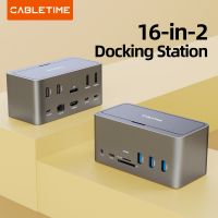 CABLETIME USB Docking Station USB C Hub 4K 60Hz PD100W M.2 SSD Enclosure RJ45 Adapter 1000Mbps USB3.0 Working Station C390 USB Hubs