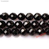 ☽ Factory Price Faceted Black Onyx Agat Stone Beads 4 6 8 10 12MM Pick Size For Jewelry Making