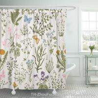 【YD】 Floral Pattern and Flowers Engraving Colorful Boho Shower Curtain