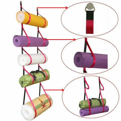 ที่วางเสื่อโยคะติดผนัง &amp; ลูกกลิ้งโฟม Soft Webbing Rack-System ถือ5 ~ 6 Mat