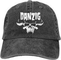 [Hana Clothing Store] Danzig หมวกเบสบอลโลโก้กะโหลกศีรษะหมวกคาวบอยตลกสำหรับผู้ใหญ่ทุกเพศวินเทจหมวก Trucker ซักได้ปรับได้