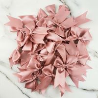 ；‘。、’ (30 Pcs/Pack) 12*7Cm Fresh Pink Rion Bows Big Size Satin Rion Bow Flower Craft Decoration Handwork DIY Party