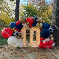 9-16Ft Football Balloon Garland Red Blakc White Balloon Arch Navy Blue Birthday Decoration Baby Shower Decor Soccer Background