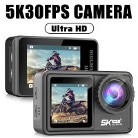 Ourlife 5K3 0FPS กล้องแอคชั่นแคมเมราอัลตรา HD Wifi EIS ป้องกันการสั่นไหวพร้อมหน้าจอคู่รีโมตควบคุมสัมผัสกล้องกีฬาไดรฟ์กันน้ำ