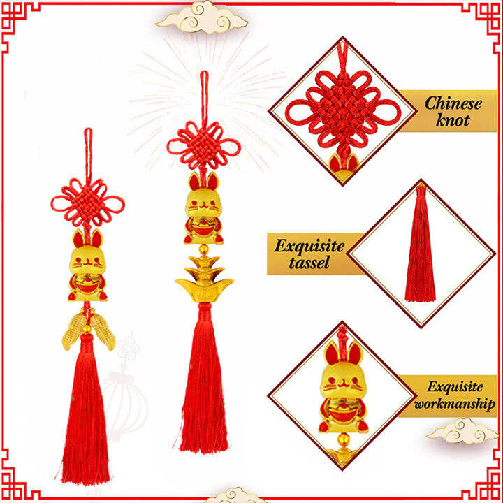 6-pcs-2023-gold-chinese-year-of-rabbit-lucky-charms-สีแดงแขวนจีน-feng-shui-decor-oriental-โชคดี-charms-จีน-knot-ตกแต่งสำหรับโชคดีความมั่งคั่ง-fortune-ความสำเร็จตกแต่งบ้าน