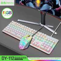 Deilon DY-12คีย์แบบเต็ม104RGB แกนสีเขียวคีย์บอร์ดแบบกลไกสี่เกียร์ DPI สวิตช์ชุดเมาส์ฟรี