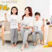 ▩ 22kd7899 Criança Menina Loungewear Verão Manga Curta Bege Pants Sets Wear para Crianças Coreano Menino Night