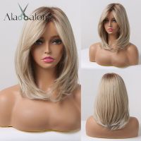ALAN EATON Layered Sythetic Wigs with Bangs Straight Short Highlights Blonde Hair Wig with for Women Natural Daily Cosplay Wigs Wig  Hair Extensions P