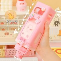 Hot Selling 700ML/900ML Portable Water Bottle Kawaii Straw Cup Fitness Drinking Mug Plastic Juice Milk Carton Shaker Bottle For Child Aldult