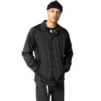 Nylon hip hop streetwear plain black coach jacket vintage waterproof lightweight windbreaker for men