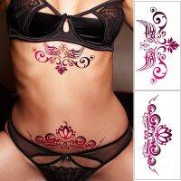 12Pcs/Set Waterproof Temporary Tattoo Stickers Sexy Belly Waist Buterfly Lace Flower Lotus Tattoos Body Art Adult Women Beauty Stickers