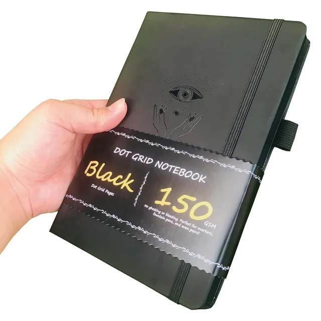 Black Page Sketchbook Dot Grid Notebook Bullet Dotted Journal 160 Pages