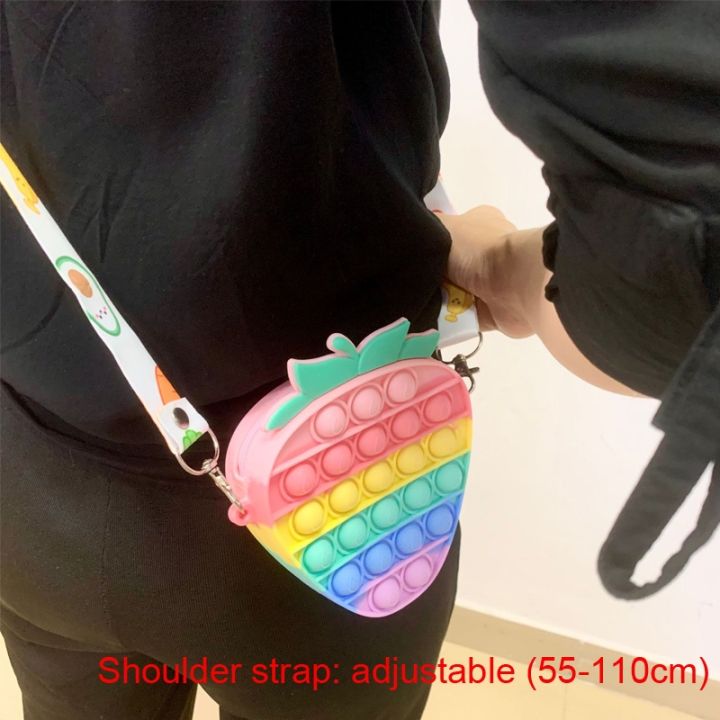 popular-strawberry-and-pineapple-bubble-fidget-toys-bags-push-pop-it-coin-pouch-sling-bag-for-kids
