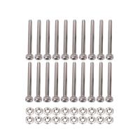 M2 x 20mm Long Hex Socket Knurled Cap Screws Bolts Nuts Set 20Pcs