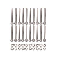 M2 x 20mm Long Hex Socket Knurled Cap Screws Bolts Nuts Set 20Pcs