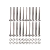 M2 x 20mm Long Hex Socket Knurled Cap Screws Bolts Nuts Set 20Pcs