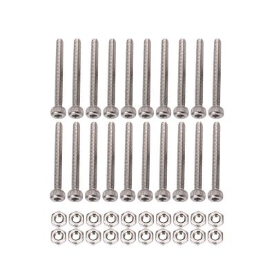 M2 x 20mm Long Hex Socket Knurled Cap Screws Bolts Nuts Set 20Pcs