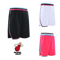 NBA Shorts Miami Heat Jersey Elite Basketball Shorts Men Quick Dry Breathable Loose Sweat Short Sports Training Running Gym Fitness Attire With Side Pockets Plus Size