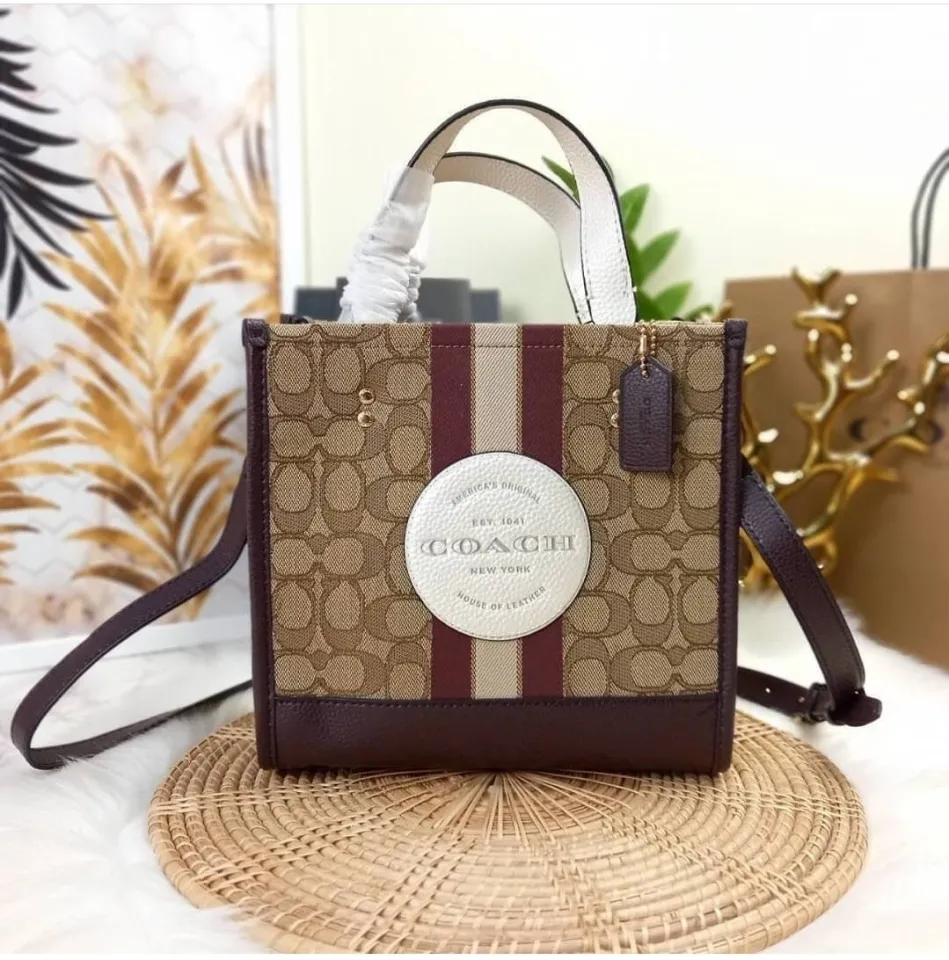 Coach Outlet Dempsey Tote 22 in Signature Jacquard with Stripe and Coach Patch - Brown