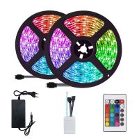 ไฟตกแต่งห้อง ไฟเส้น LED Strip light ชุดไฟ LED รุ่น 5050 RGB ชนิดสลับสี พร้อมรีโมทย์ และAdapter 12W 5 เมตร กันน้ำ ทนแดด ต่อสายกันได้ Narmall