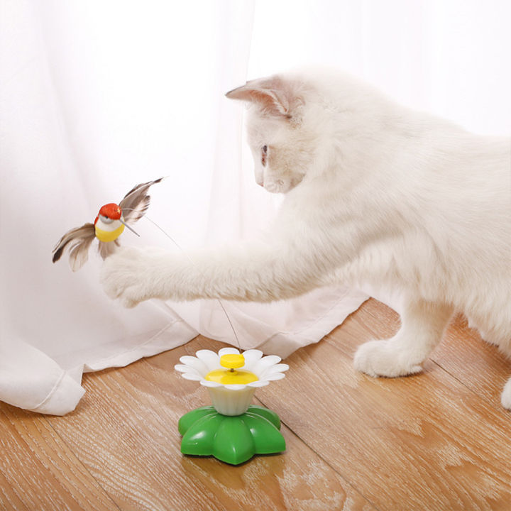 ของเล่นแมวอินเทอร์แอกทีฟที่เปิดใช้งานเล่นกับแมวหมุนอัตโนมัติสำหรับสัตว์เลี้ยงขนาดเล็กในบ้าน