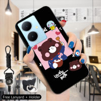 เคสโทรศัพท์สำหรับ Vivo V29 5G Y78 5G Y78 + 5G สายคล้องแหวนใส่นิ้วการ์ตูนหมีน่ารักยีราฟสายรุ้งเคสโทรศัพท์พยากรณ์สภาพอากาศเคสโทรศัพท์ป้องกัน TPU ซิลิโคนนิ่มกันกระแทกสำหรับเด็กผู้หญิงเด็กผู้ชายด้านหลัง